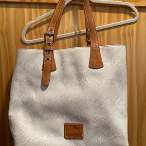Dooney & Bourke White Pebbled Leather Tote Bag Red Interior